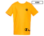 Champion Boys' Script Logo Crew Neck Tee / T-Shirt / Tshirt - Citrus Punch