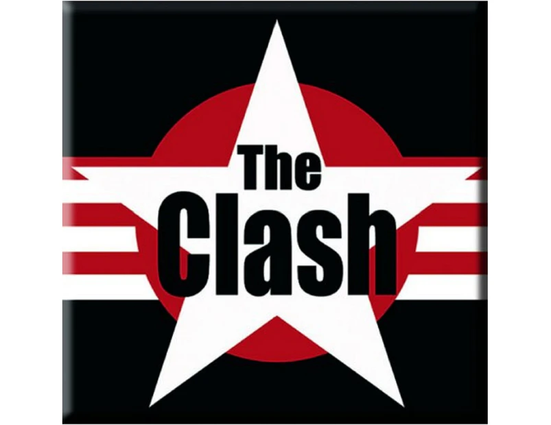 The Clash Fridge Magnet Band Logo Stars & Stripes  Official 76Mm X 76Mm - Black