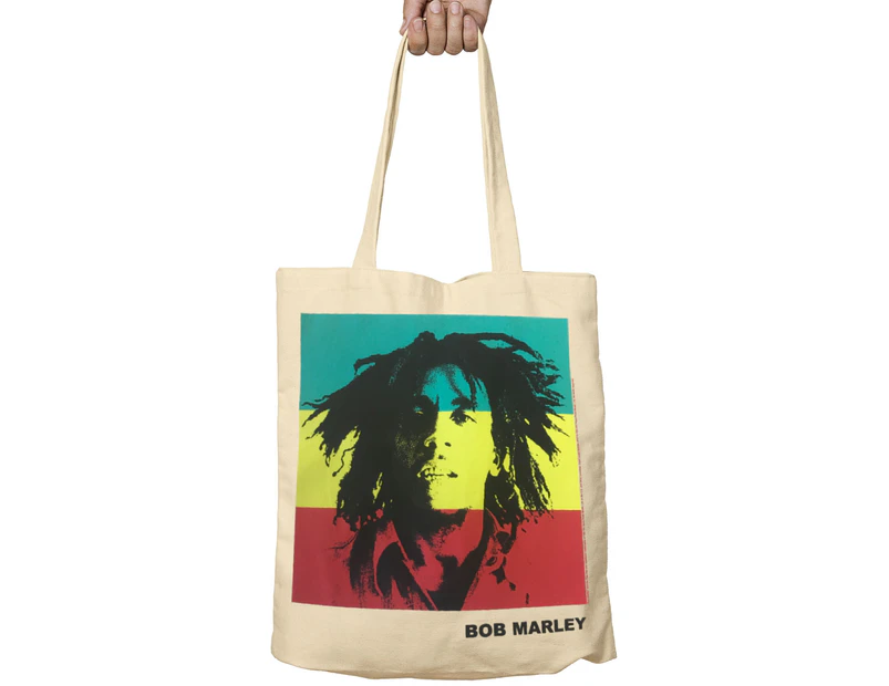 Official Bob Marley Tote Bag Rasta Portrait Logo Legend One Love  Fabric - Cream