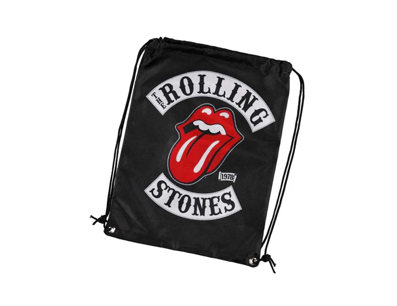 The Rolling Stones Gym Bag 1978 Tour Band Logo  Official  Drawstring - Black