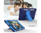 WIWU Silicone+PC Case 3-Layer Anti-fall Protective Cover Tablet Stand For iPad 7 10.2 inch(2019)-10navy blue