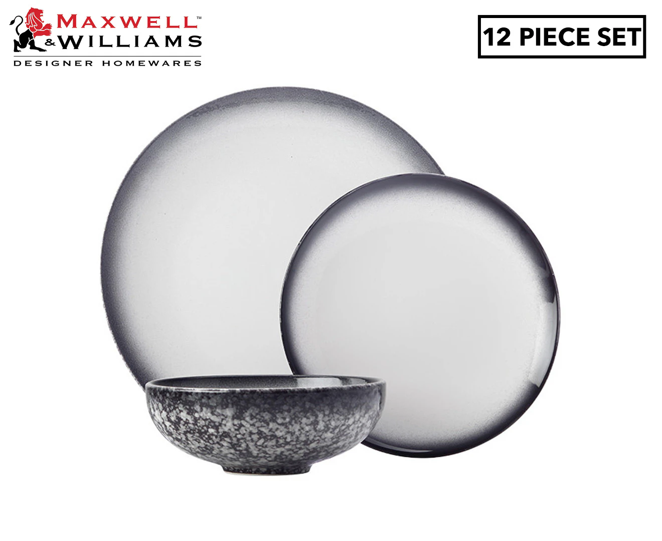 Maxwell & Williams 12-Piece Caviar Dinner Set - Granite