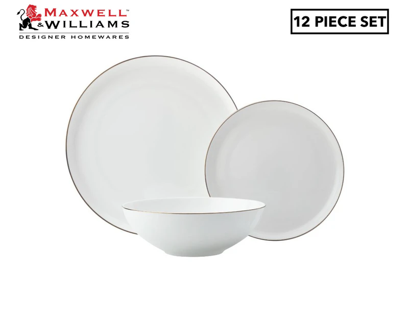 Maxwell & Williams 12-Piece Cashmere Luxe High Rim Dinner Set - White