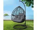 Gardeon Outdoor Furniture Egg Hammock Hanging Swing Chair Wicker Lounge Single Black