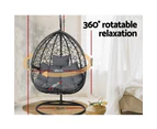 Gardeon Outdoor Furniture Egg Hammock Hanging Swing Chair Wicker Lounge Single Black