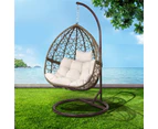 Gardeon Outdoor Furniture Lounge Hanging Swing Chair Wicker Egg Hammock Latte