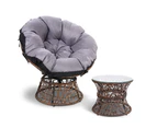 Outdoor Lounge Setting Sofa Set Papasan Chair Swivel Table Thick Soft Cushion Garden Patio Brown Gardeon