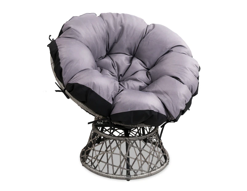 Gardeon Outdoor Chairs Outdoor Furniture Papasan Chair Wicker Patio Garden Grey
