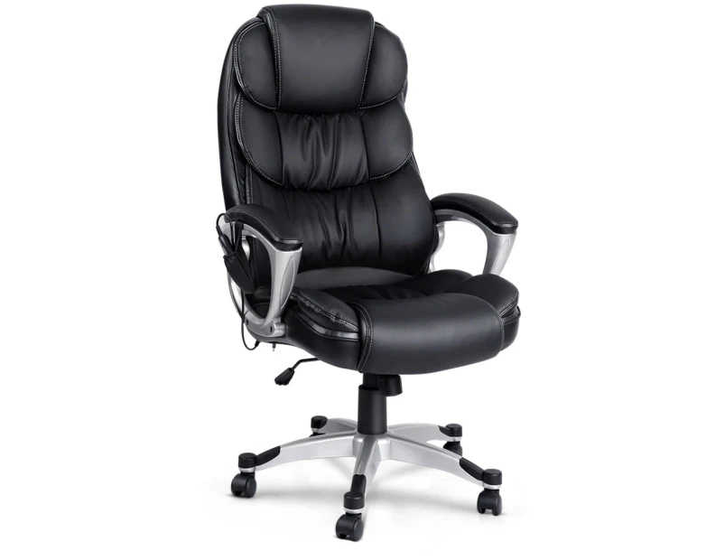 Artiss 8 Point Heated Massage Office Chair Vibration Executive Computer Black
