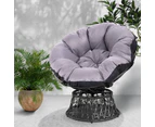 Outdoor Lounge Setting Sofa Set Papasan Chair Swivel Table Thick Soft Cushion Garden Patio Gardeon Black