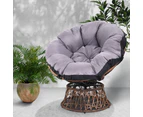 Outdoor Lounge Setting Sofa Set Papasan Chair Swivel Table Thick Soft Cushion Garden Patio Gardeon Brown