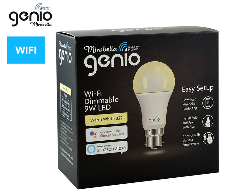 Mirabella 9W Genio Wi-Fi Dimmable B22 LED Globe - Warm White