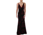 Aqua Womens Velvet Floral Black/Wine Evening Dress