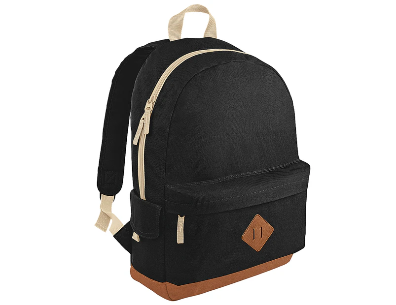 Bagbase Heritage Retro Backpack / Rucksack / Bag (18 Litres) (Black) - BC2543