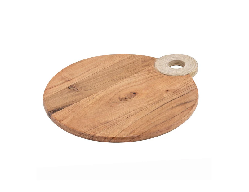 Davis & Waddell Mojave Acacia Wood Round Serving Board with Handle 40cm