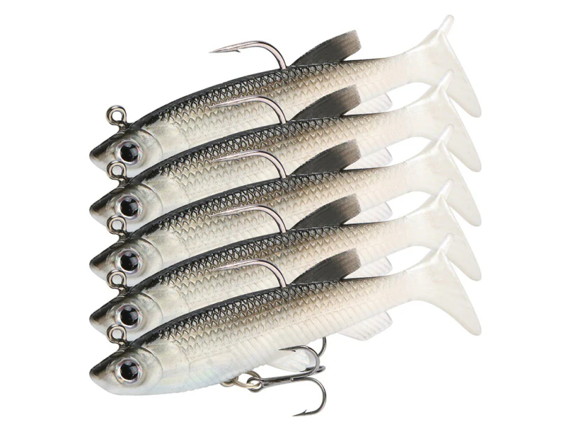5x Poddy Mullet soft Plastic Vibe Lures Jig Head Mullet Flathead Barra Bass  Tackle