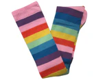 Women's Over The Knee Socks Plain Striped High Thigh Ladies Long Stripey Stocking - Pink Rainbow - Pink Rainbow