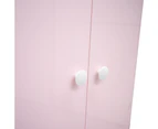 Large Wardrobe Tallboy Chest of Drawers For Kids Bedroom Pink White 4 Wheels