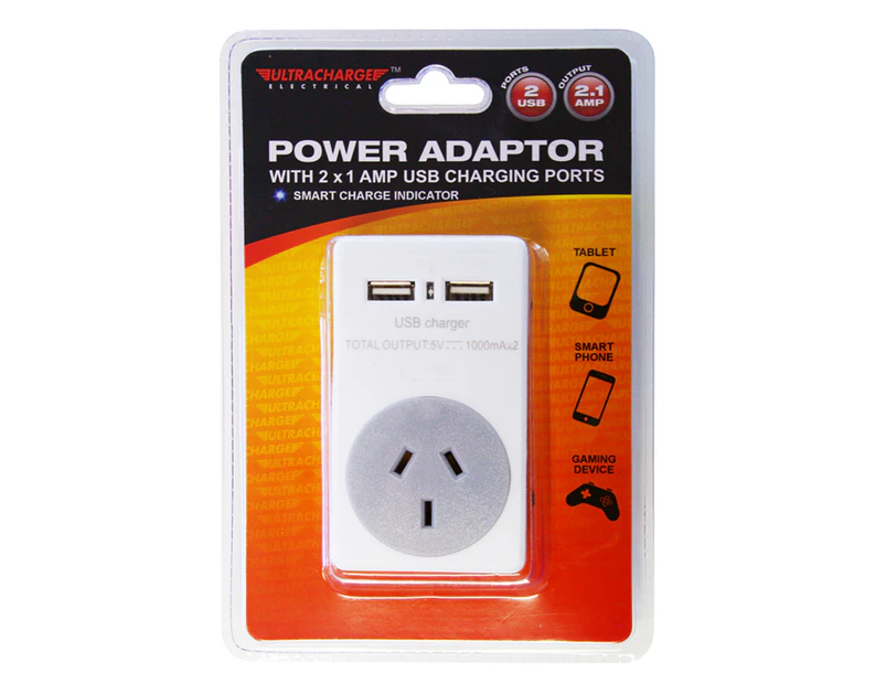 Ultracharge 2-USB Port Power Adaptor