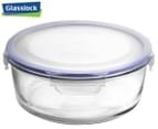 Glasslock 2L Round Tempered Glass Food Container - Clear/Blue 1
