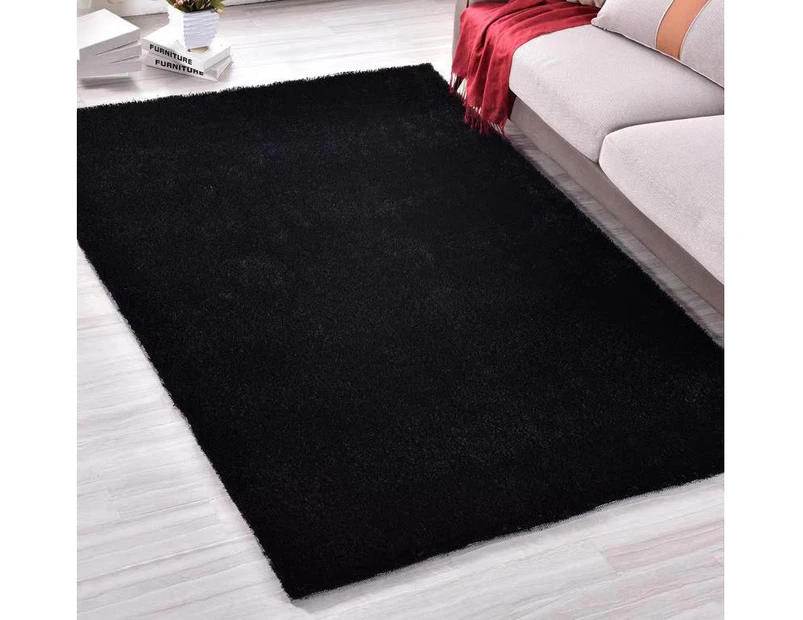 Modern Designer Anti-slip Shaggy Shag Floor Rug Carpet Black 200/230/300cm