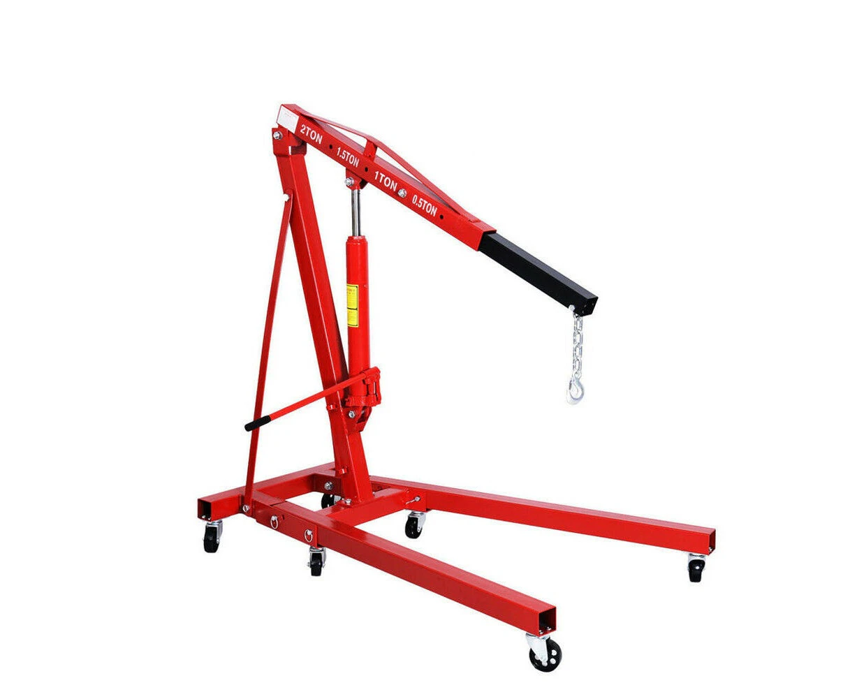 2 Ton Engine Crane Hydraulic Hoist Folding Shop Mobile Lifter Workshop Lift