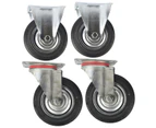 AB Tools 6" (150mm) Rubber Fixed and Swivel Castor Wheel Trolley Caster (4Pack) CST09_010
