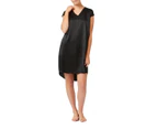 Slumber Loft Gloria 100% silk cap sleeve womens nightgown nightie - BLACK