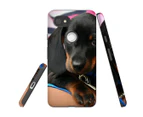 For Google Pixel 2 XL Case, Protective Back Cover, Blac & Tan Dachshund Puppy