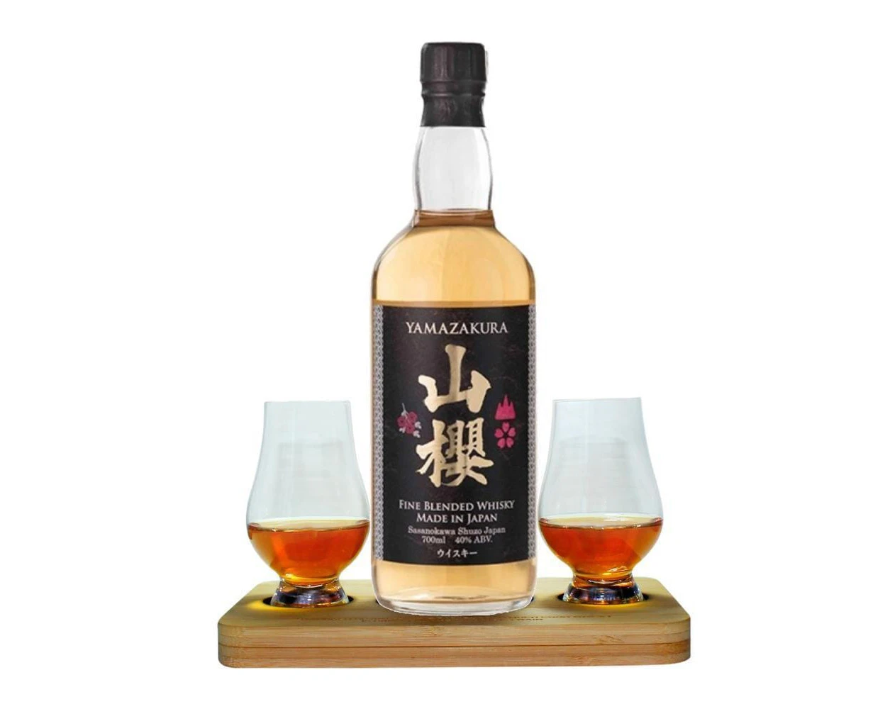 Yamazakura Japanese Fine Blended Whisky Hamper Box includes 2 Glencairn Whisky Glasses