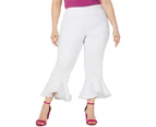 INC Womens Plus Ruffled Mid-Rise Bright White Cropped Pants