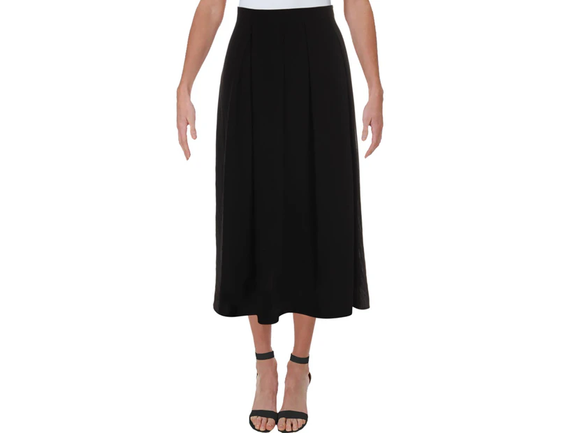 Anne Klein Womens Pleated Midi Anne Black A-Line Skirt