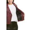 Michael Stars Women's  Classic Leather Moto Jacket - Red