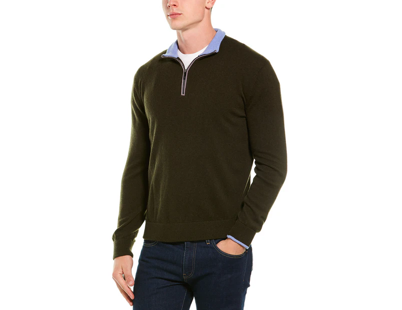 Greyson Men's  Sebonack Wool & Cashmere-Blend 1/2-Zip Mock Sweater - Green