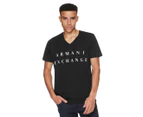 Armani Exchange Men's V-Neck Tee / T-Shirt / Tshirt - Black/White