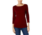 Charter Club Womens Petites Knit 3/4 Sleeves Pullover Top