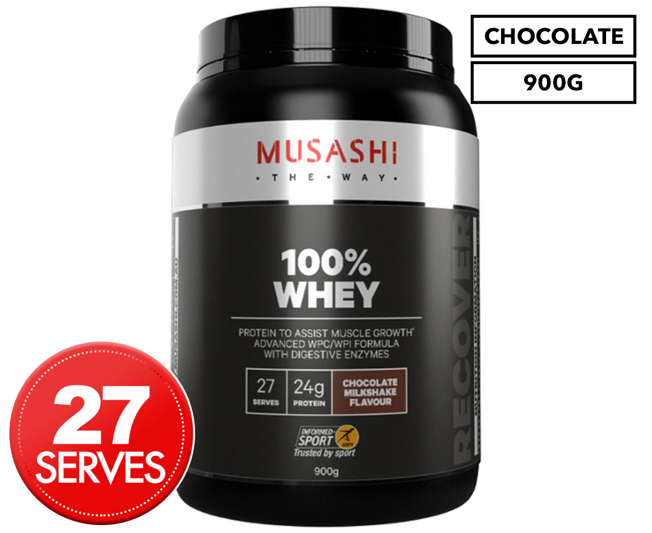 Musashi 100% Whey Chocolate Milkshake 900g