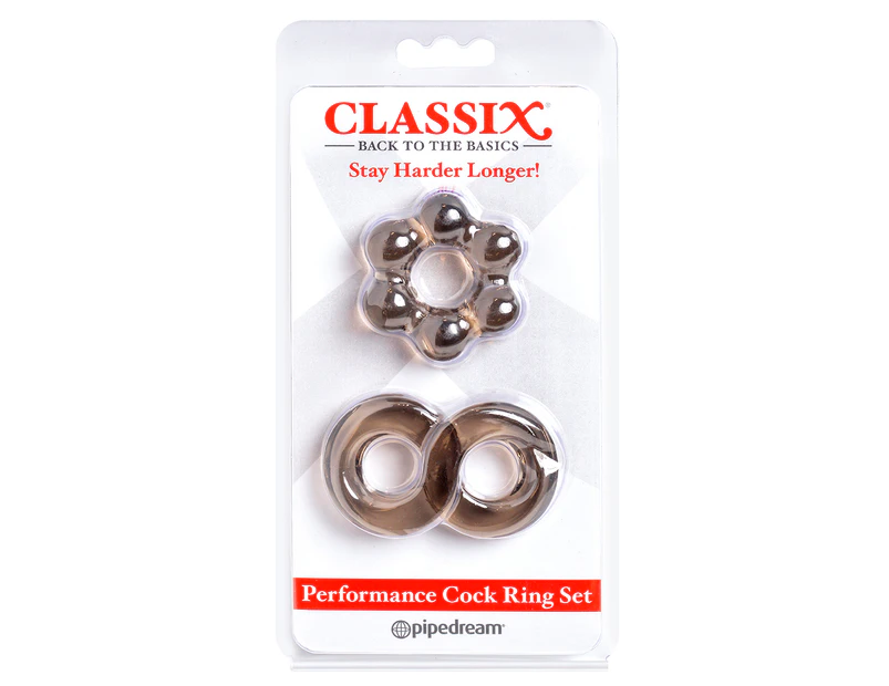 Pipedreams Classix Performance 2-Piece Cock Ring Set - Smoke
