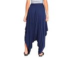Women's Baggy Gathered Draped Yoga Trousers - Navy