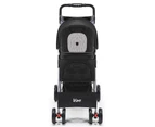 4 Wheel Pet Stroller Dog Cat Cage Carrier Travel Pushchair Foldable Pram- Black