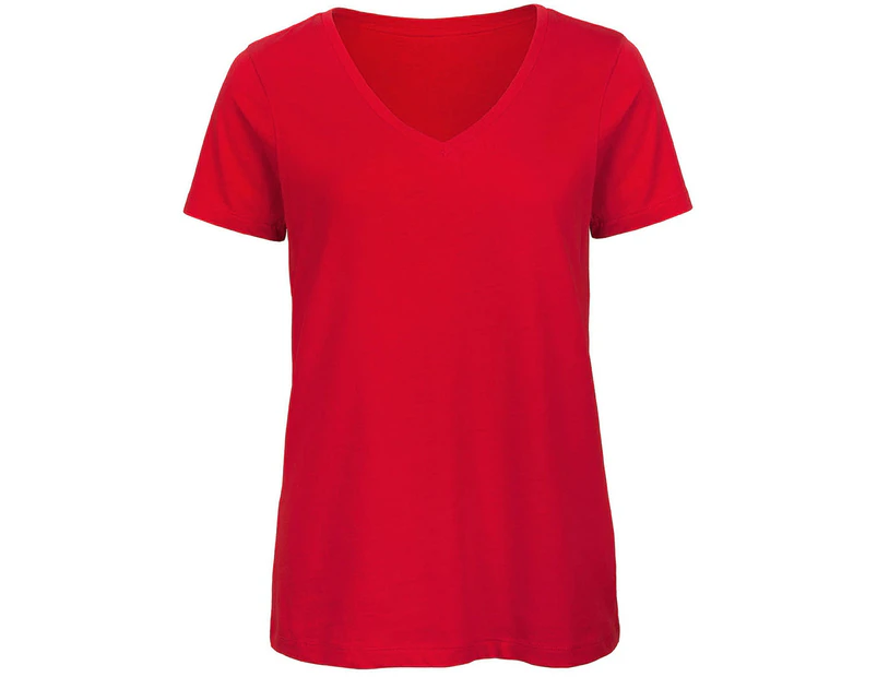 B&C Womens Favourite Organic Cotton V-Neck T-Shirt (Red) - BC3642