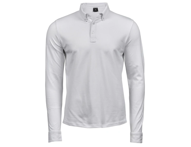 Tee Jays Mens Long Sleeve Fashion Stretch Polo (White) - BC4045
