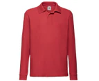 Fruit Of The Loom Childrens Long Sleeve 65/35 Pique Polo / Childrens Polo Shirts (Red) - BC380
