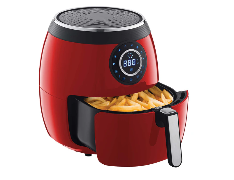 5L Electric Digital Air Fryer Cooker 1800W w/Rack/Basket Less Oil Cooking Red