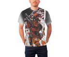 Deadpool T Shirt Mens Deadpool Cards  Official Marvel Comics Sub Dye Slim Fit - Multi
