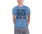 The Rolling Stones T Shirt Rock N Roll Band Logo Official Mens   Burnout - Blue