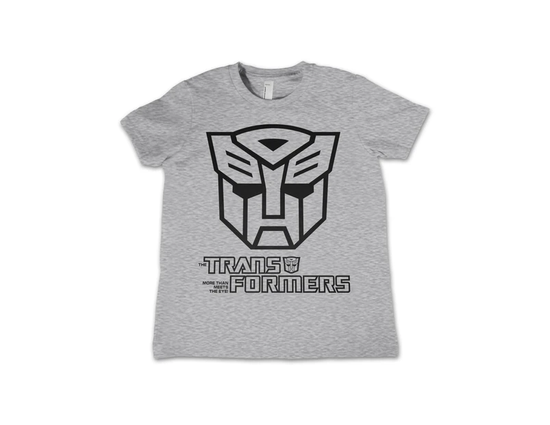 Transformers T Shirt Autobot Outline Logo Official Kids  Heather  3-12Yrs - Grey