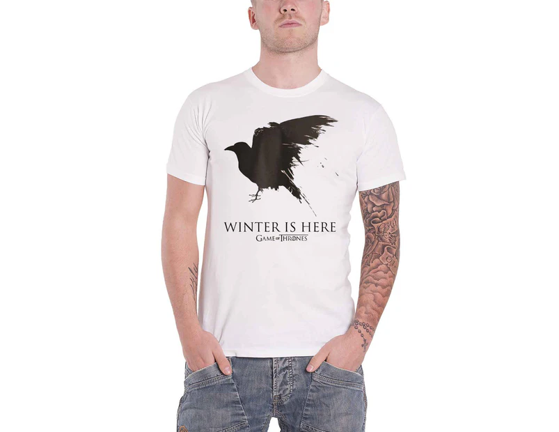 Game Of Thrones T Shirt Winter Is Here Crow Season 8  Official Mens - White