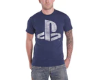 Playstation T Shirt Classic Logo Faux Denim Gamer  Official Mens - Blue