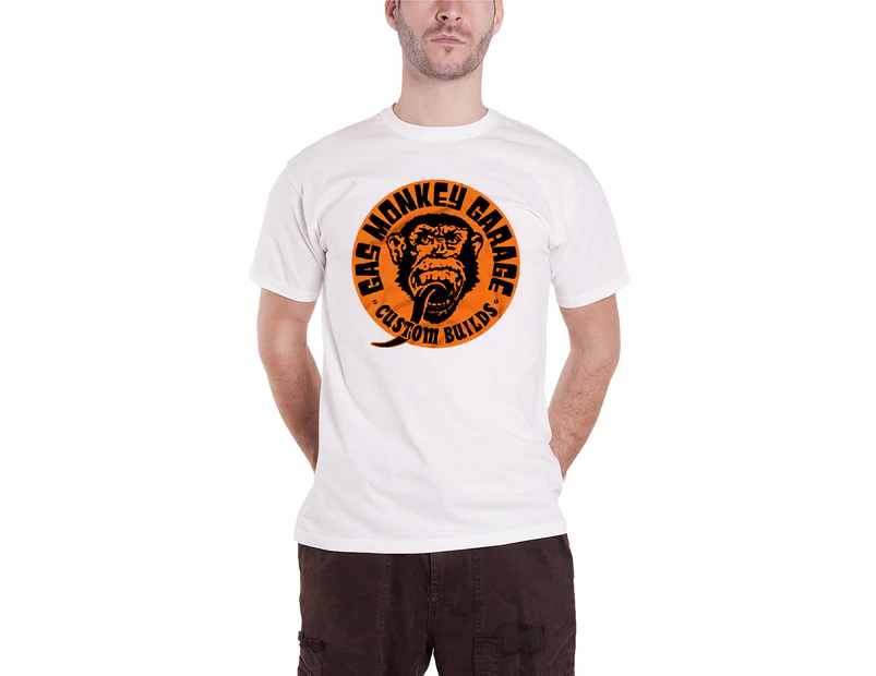 Gas Monkey Garage T Shirt Custom Builds Logo  Official Mens - White